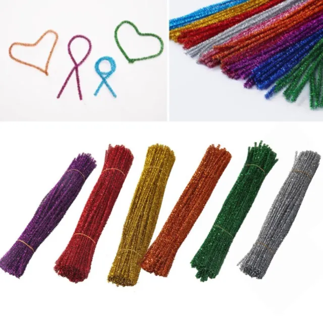 100 Gold and Silver Tinsel Pipe Cleaners for Crafts Stems 30cm x