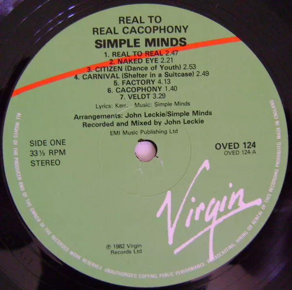 Simple Minds - Real To Real Cacophony (LP, Album, RE) (Very Good Plus (VG+)) - ! 3