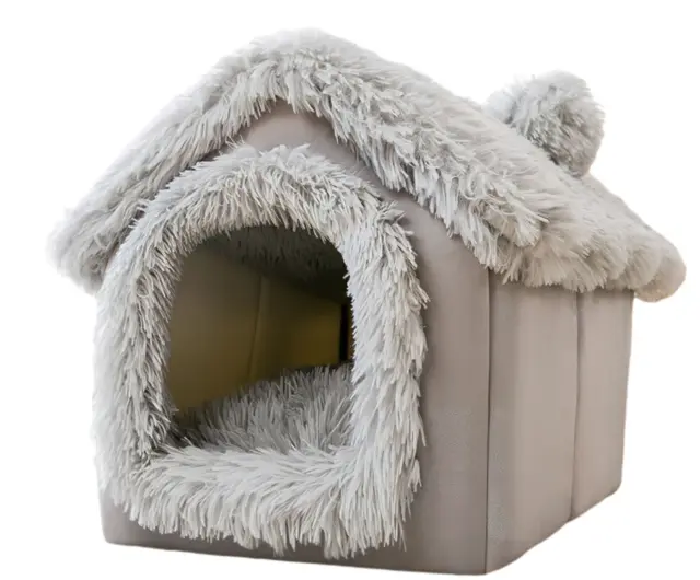 Dog House Portable Cat cave Bed Indoor with Removable Cushion Washable Igloo Bed