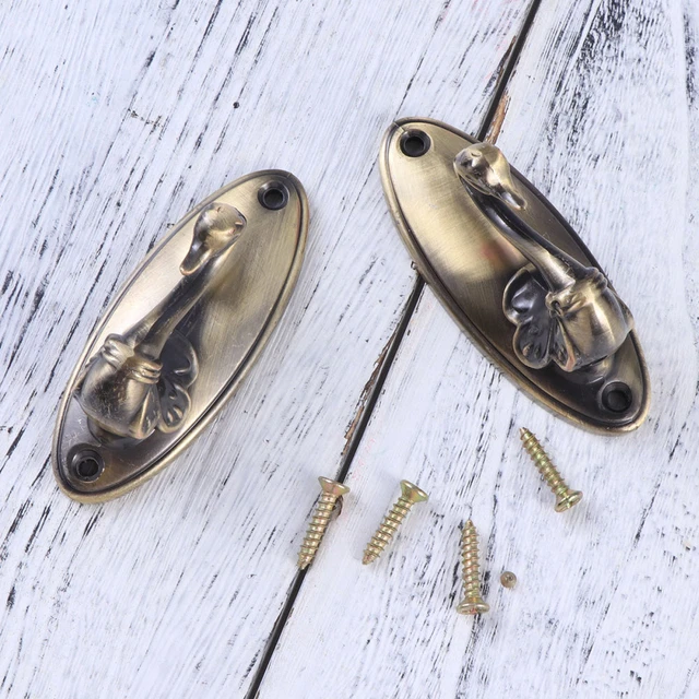 Pair of Swan Style Drapery Curtain Holdbacks Tieback Hooks (Bronze)