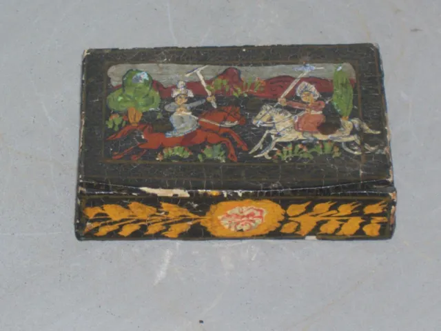 Small Box Antique Rajahstan 2début 20èmes Painted