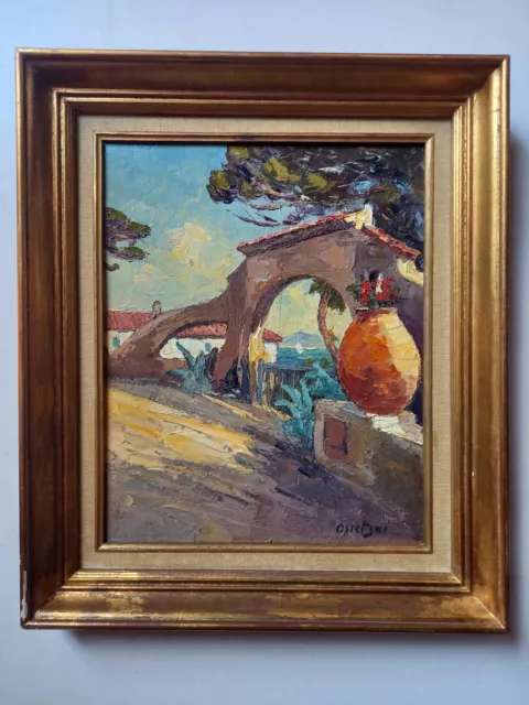 Ancien tableau PORTE PROVENÇALE Méditerranée peinture Emile OSIETZKI Côte d'Azur