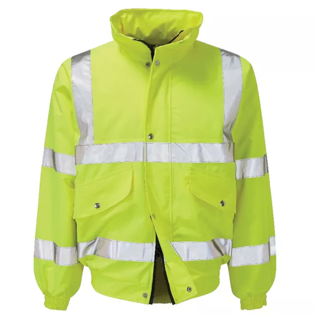 Mens Raiken Hi Vis Visibility Bomber Jacket High Viz padded safety Work Coat