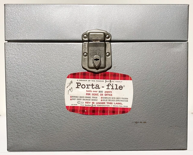 VINTAGE HAMILTON SKOTCH PortaFile Box Grey Silver Metal with Key