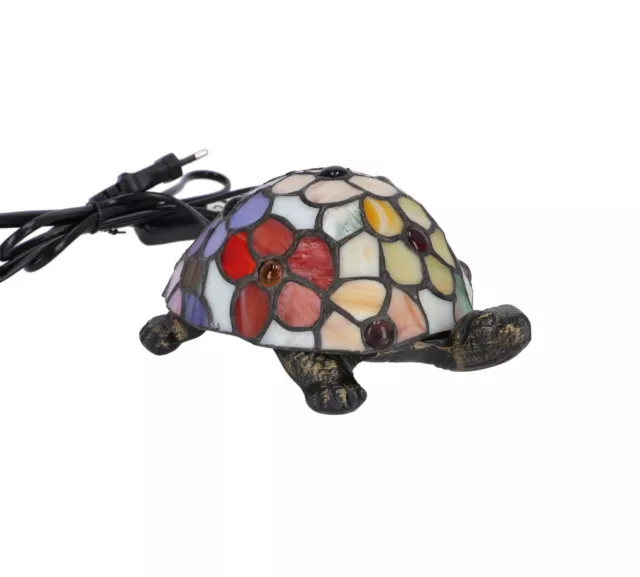 Lampada Abatjour Tiffany Vetro tartaruga arlecchino con gemme per cameretta