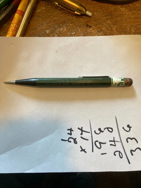 Vintage Quaker State Oil Refining Corp. Sterling Mechanical Pencil Gallipolis,Oh