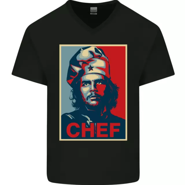 T-shirt da uomo divertente collo a V cotone che chef cuoco barbecue