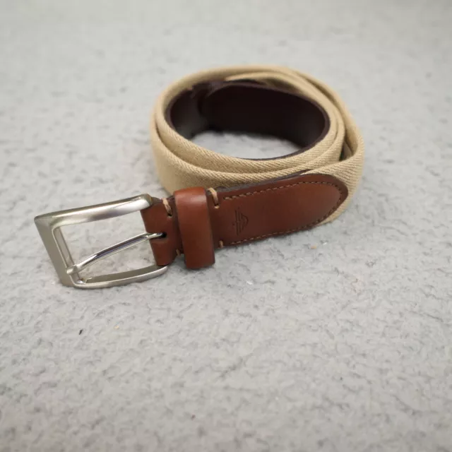 DOCKERS MENS ELASTIC Braided Stretch Belt Leather Brass Brown Size M ...