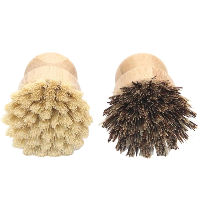2 piezas Wok Scrubbing cepillo de larga duración plato de lavado utensilios de cocina pines de madera
