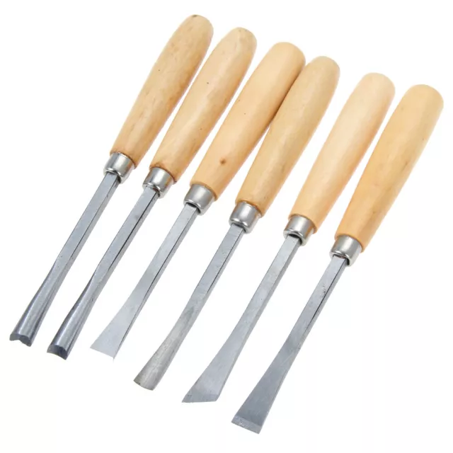 6pcs Carbon Steel Wood Carving Hand Chisel Set Woodworking Lathe Gouges Tools