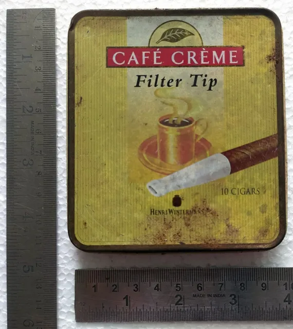 Cafe Creme Henri Winterman's Cigar Cigarette Holland Vintage Advt Litho Tin Box