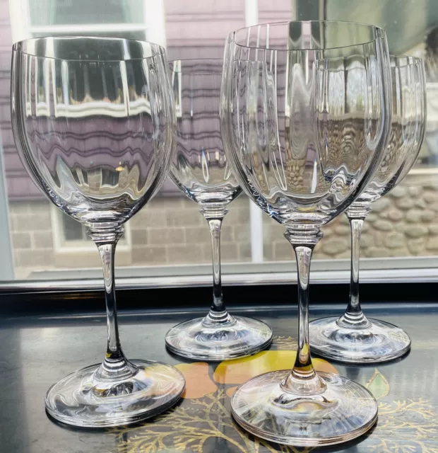 Mikasa Stephanie Wine Glass Ribbed Optic Discontinued Crystal Set Of 4