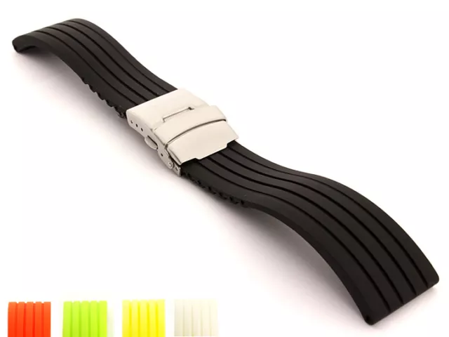 Silicone Rubber Watch Strap Band Waterproof Deployment Clasp 18 20 22 24 GS MM