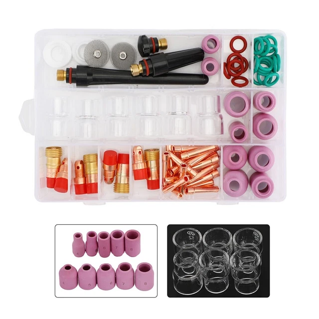 Tout Neuf Tasse Kit Verre Kit Lentille Stubby Tig Torches Torche de Soudage