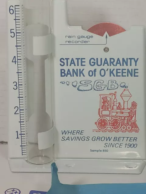 Vintage Metal Advertising Rain Gauge Recorder State Bank Of O'Keene SGB New 3