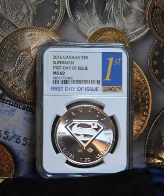 2016 Canada $5 Dollars Superman NGC MS69 First Day of Issue!