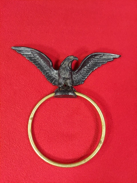 Vintage Black Cast Iron Eagle Towel Holder Stamped 764