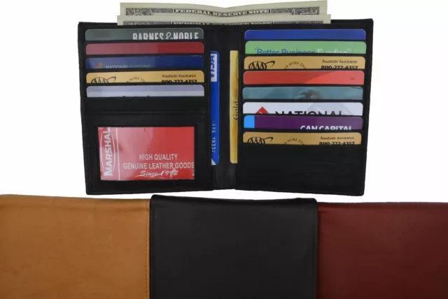 Marshal Men's Genuine Leather Bifold Wallet Slim Hipster Cowhide Credit Card New