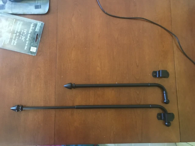 Versailles Black Metal Adjustable Swing Arm Curtain Rod Set Window French Doors