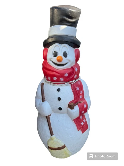 Vintage 42” Lighted Frosty The Snowman Blow Mold General Foam Plastics EXCELLENT