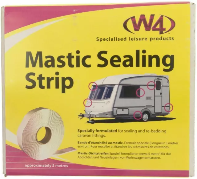 W4 Caravan Motorhome Mastic Sealing Strip 19mm x 5m x 2.5mm Sealant Roll Grey 2