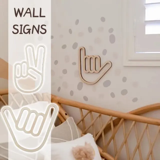 Wooden Personalized Gesture Wall Sticker Decoration Wall Signs F9G3