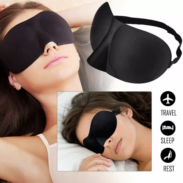 Maschera occhi neri 3D maschera sonno imbottita morbida piega oscurante ausilio riposo da viaggio