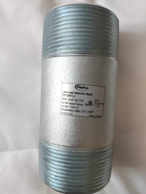 Proflo PFXDNTLU Threaded Dielectric  Zinc Plated Nipple 2-1/2x6" with Poly Liner