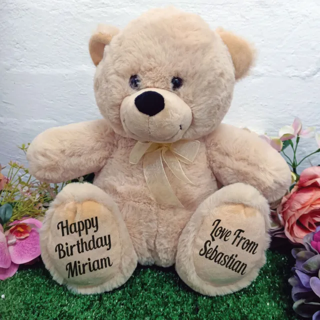 Birthday Personalised Teddy Bear 30cm Cream, 1st, 18th, 21st, 40th, 50th, 60th