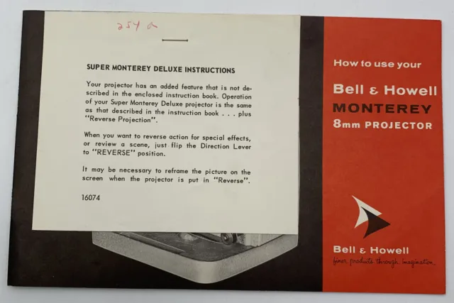 Bell & Howell Monterey 8mm Movie Projector Owners Manual Guide Instruction Book
