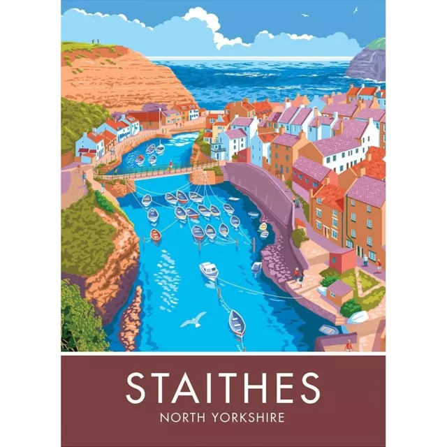 Staithes North Yorkshire steel fridge magnet   (se)