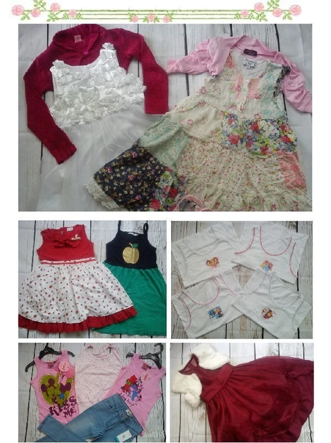 58x PACCHETTO NUOVI ABITI USATI VESTITI BAMBINA 4/5 ANNI (7,5)
