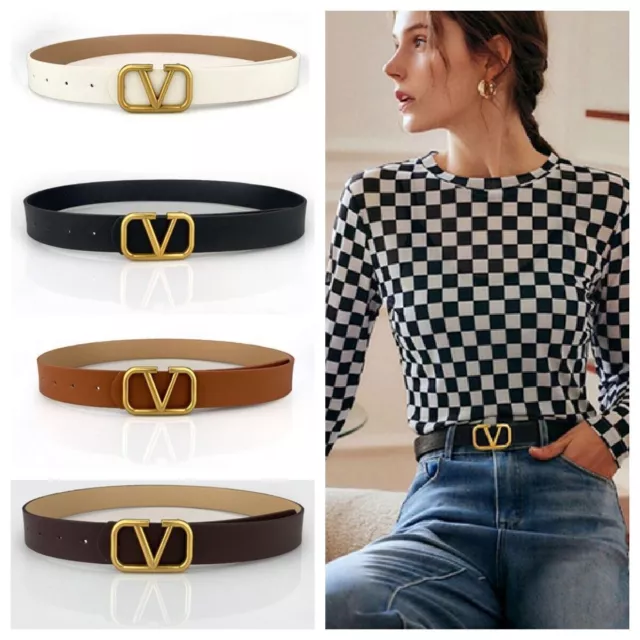 Fashion Leather Women Buckle Jeans Ladies trousers Waist Waistband Belts Alloy