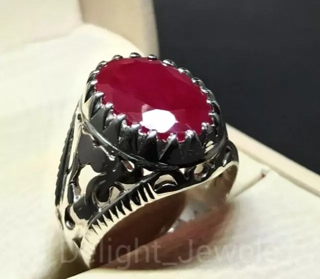 Natural Ruby Handcraft Gemstone with 925 Sterling Silver Ring For Men's 2