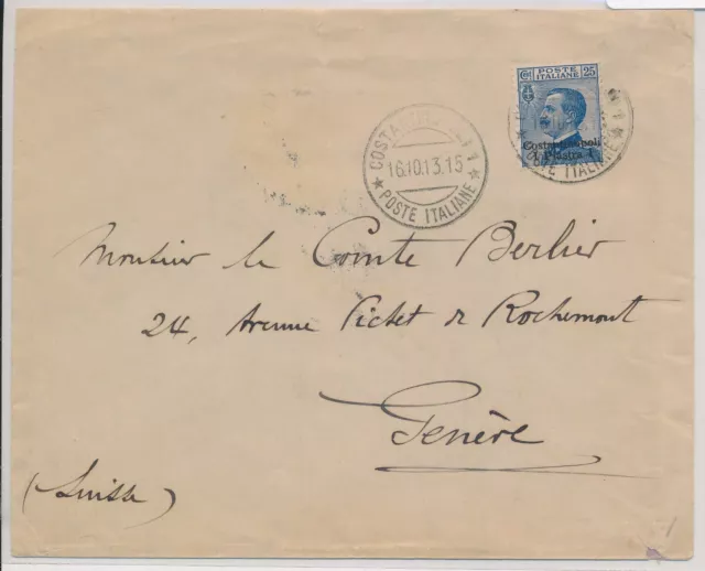 BV22254 Italy 1913 to Geneva cover with nice cancels used