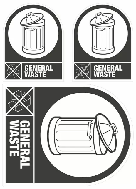 Self Adhesive Bin It Weatherproof Recycling 'General Waste' Sticker In/Outdoor