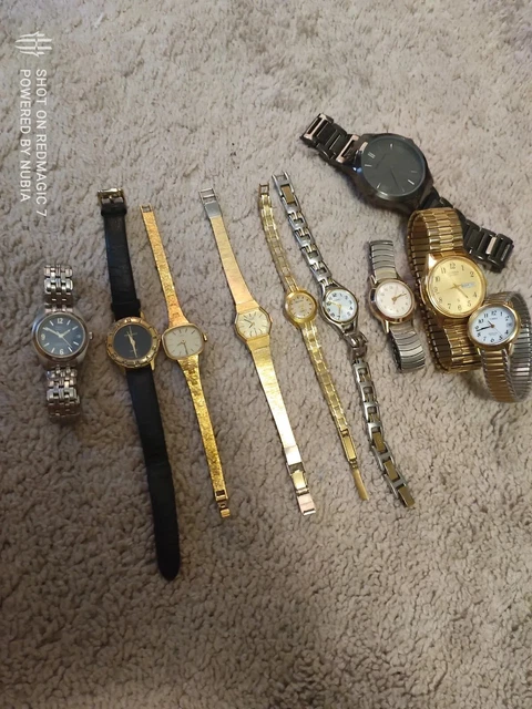 Vintage Watch Lot Citizen Timex Fossil Waltham Geoffrey Been, etc Mens and Women