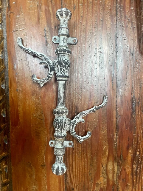 Farmhouse Antique-Whitewash 15" Metal Iron Wall Swing 4-Hooks Coat Towel Hanger