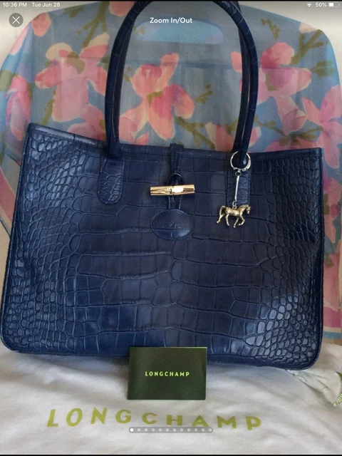 LONGCHAMP ROSEAU CROC EMBOSSED LEATHER TOTE new condition