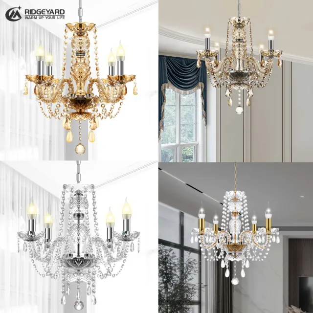 E12 Elegant Crystal Candle Decoration Chandelier Pendant Ceiling Light 4 Lamp