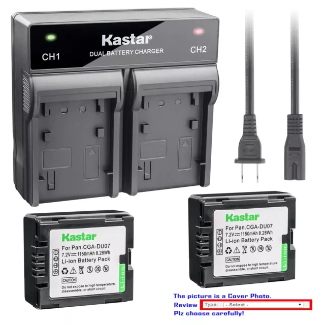 Kastar Battery Rapid Charger for Panasonic CGR-DU07 CGA-DU07 & NV-GS300 NV-GS308