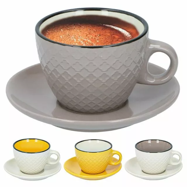 Set 8 pezzi per colazione caffe' espresso tazze e piattini tazzine ceramica