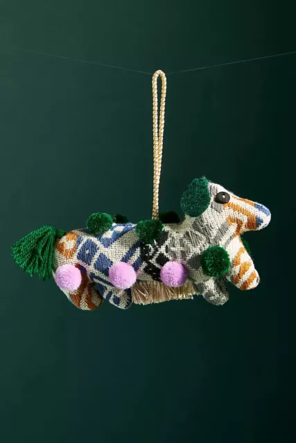 NWT Anthropologie Super Cute DACHSHUND DOG Pup Handmade Wool Christmas Ornament