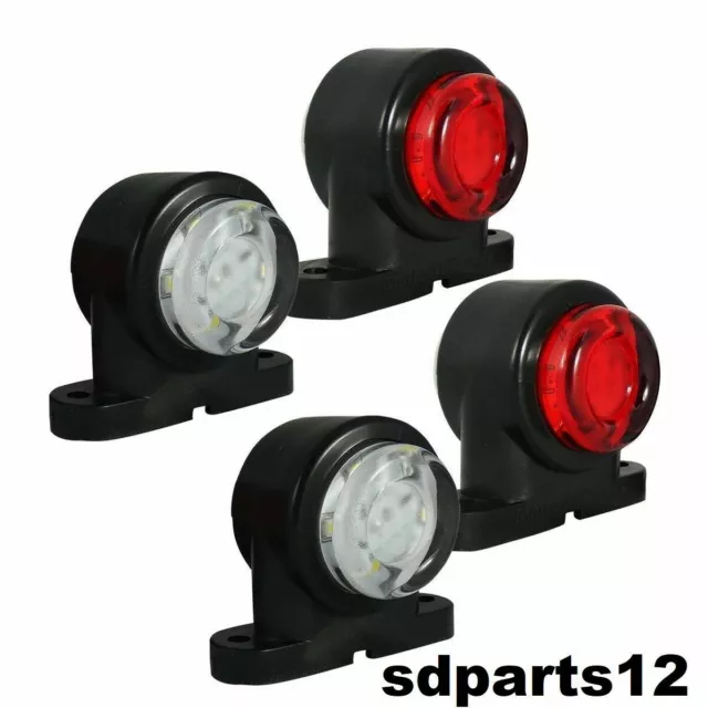 4x Feux de Position Blanc Rouge LED 12V/24V Caoutchouc Auto Remorque Camion Van