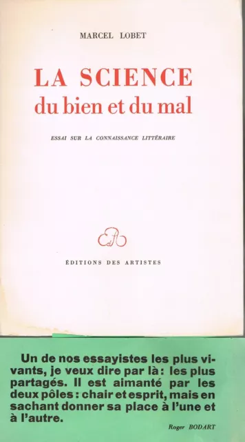 La SCIENCE du BIEN et du MAL Dédicacé de Marcel LOBET à Marianne STOUMON 1954 N°