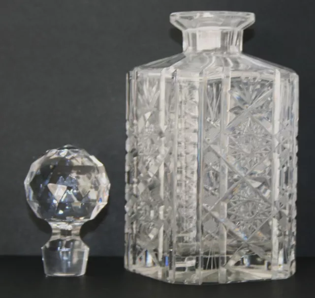 Art Deco Böhmische Kristallglas Große Whisky Karaffe Dekanter, Sammlerstück