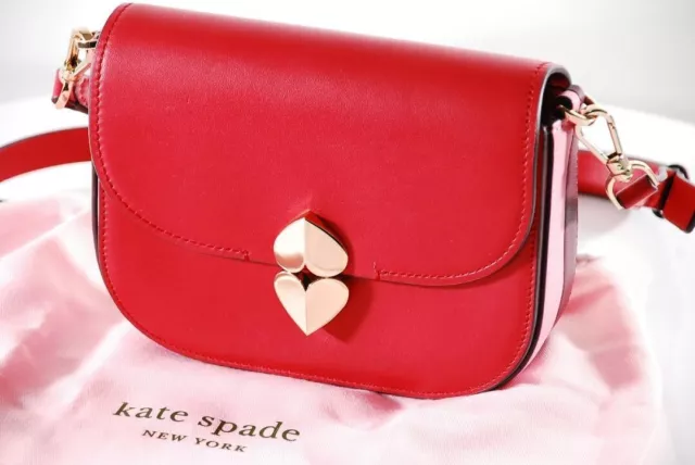 NWOT Kate Spade Lula Small Saddle Bag Crossbody Italian Leather RED Used