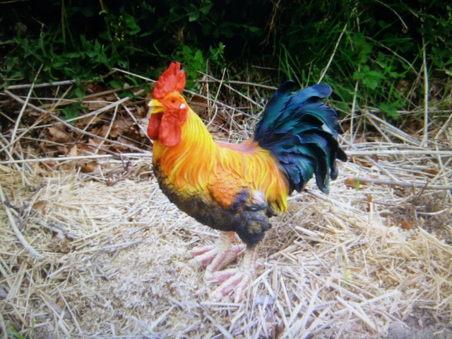 Gartenfigur, Dekofigur, Bunter Hahn, Stehend, Huhn, Henne, Hühner 4868