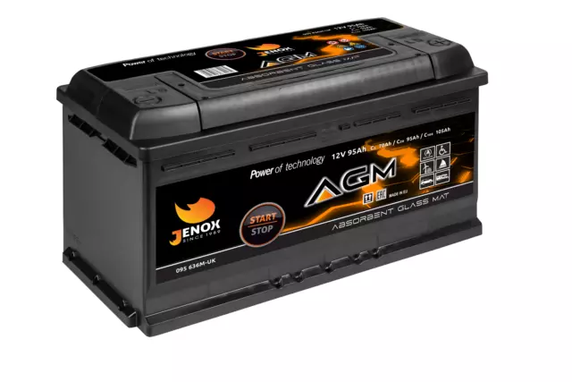 2 X 12V Jenox 105AH AGM Leisure Batteries Deep Cycle.