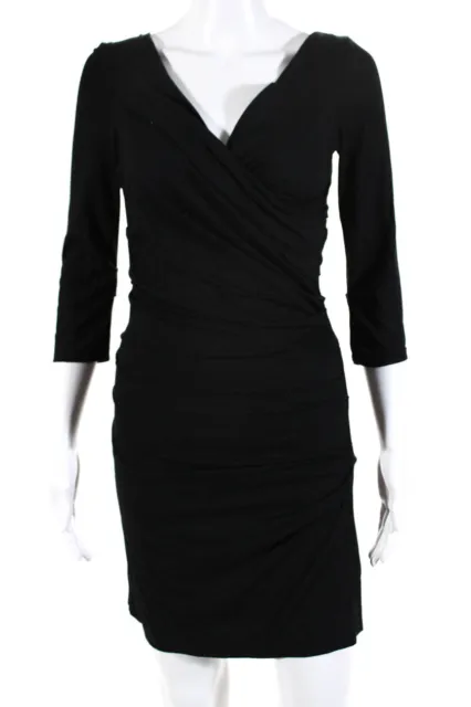 Diane Von Furstenberg Womens Ruched Off the Shoulder Sheath Dress Black Size P